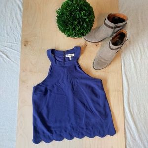 Halter top with scalloped hem